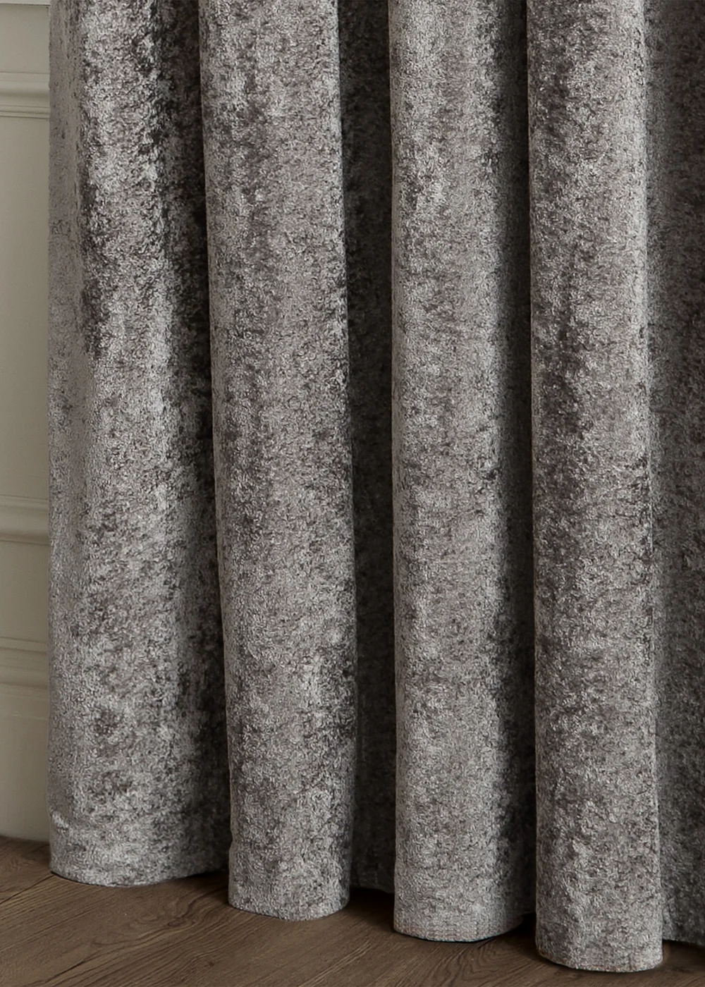 Paoletti Lustre Velvet Room Darkening Pewter Eyelet Curtain Pair - 46W X 54D (117x137cm Image 5