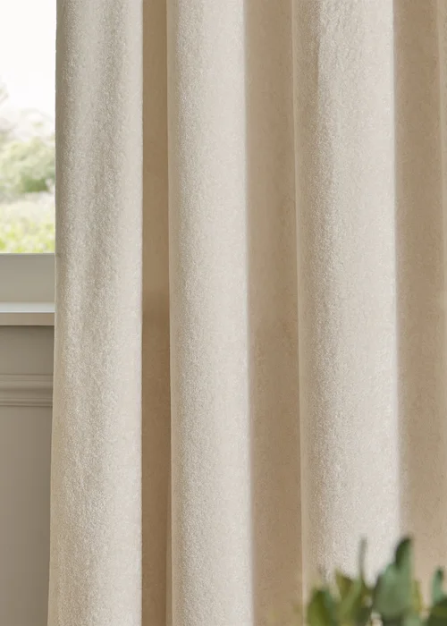 Paoletti Lustre Velvet Room Darkening Ivory Eyelet Curtain Pair - 46W X 54D (117x137cm Image 4