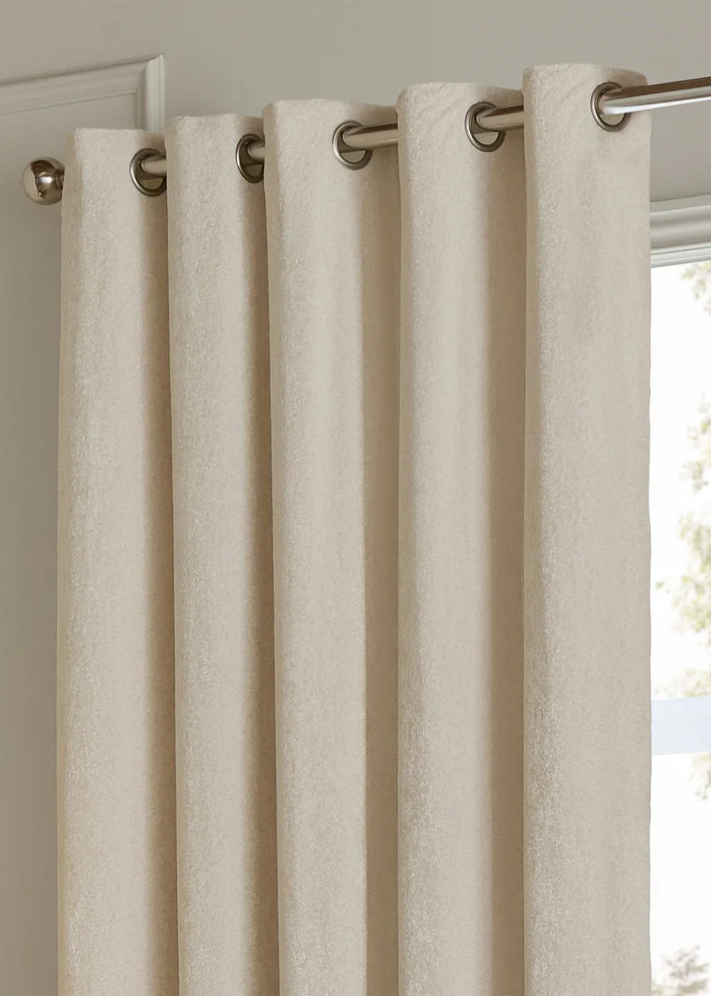 Paoletti Lustre Velvet Room Darkening Ivory Eyelet Curtain Pair - 46W X 54D (117x137cm Image 3