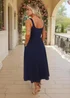 AX Paris Navy Square Neck A-line Midi Dress - 10 Image 5