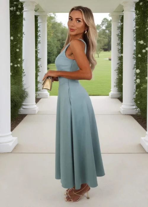 AX Paris Duck Egg Square Neck A-line Midi Dress - 18 Image 4