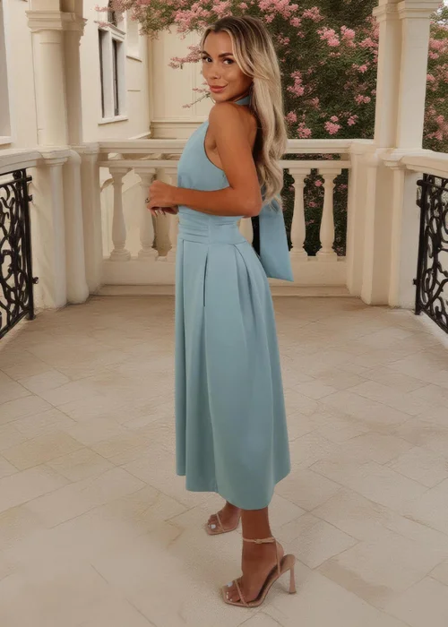 AX Paris Duck Egg Tie Halter Neck Midi Dress - 10 Image 4