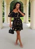AX Paris Black & Stone Polka Dot Puff Sleeve Mini Dress - 8 Image 2
