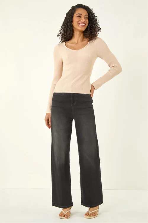 Dusk Beige Ribbed Knitted Top - 10 Image 2