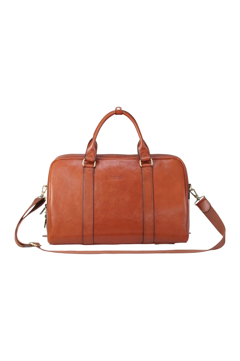 Infinity Leather Tan Atlas Black Holdall Bag - One Size Image 1