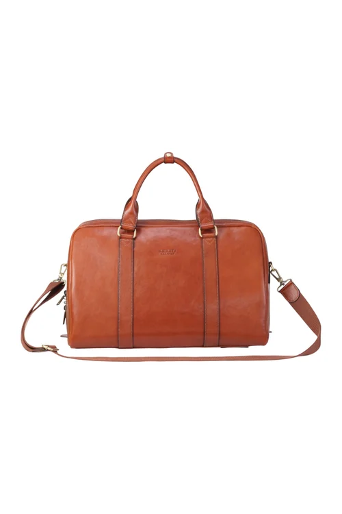 Infinity Leather Tan Atlas Black Holdall Bag - One Size Image 1