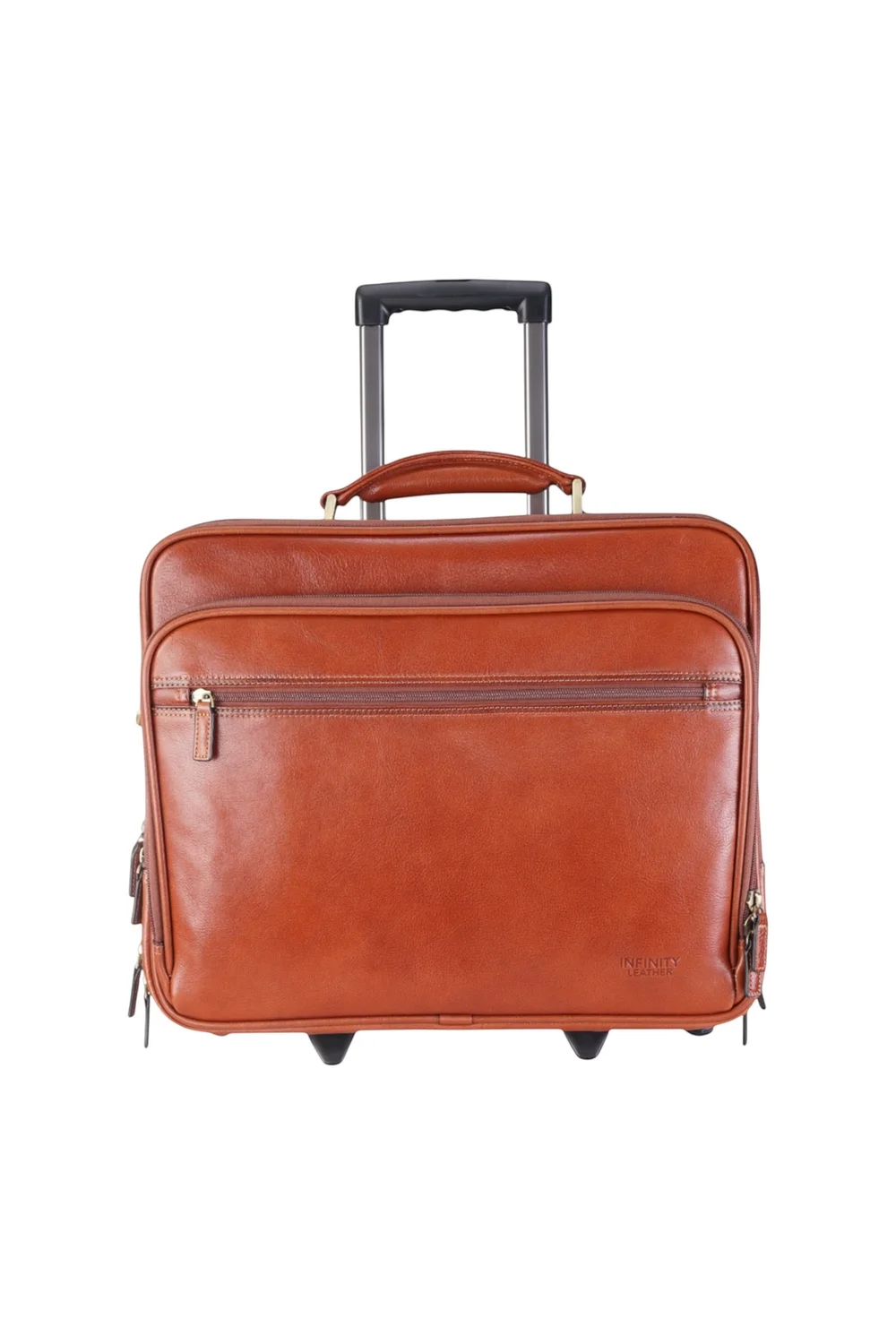 Infinity Leather Tan Nomad Wheel Laptop Briefcase Pilot Bag - One Size Image 1