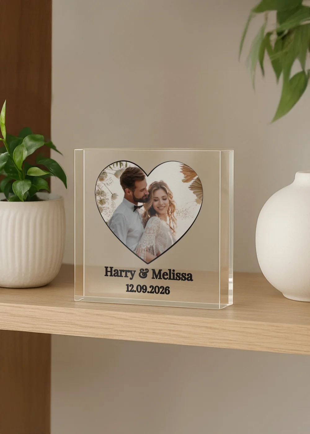 Personalised Memento Company Heart Photo Upload Small Glass Ornament Clear - One Size Image 1