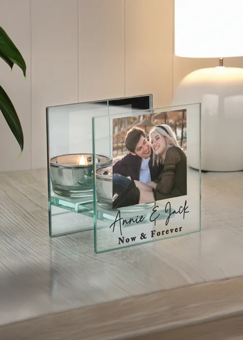 Personalised Memento Company Photo Upload Mirrored Glass Tealight Holder Clear - One Size Image 4
