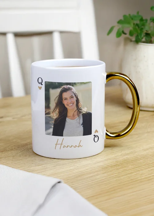 Personalised Memento Company Photo Upload Queen Gold Handle Mug White - One Size Image 1