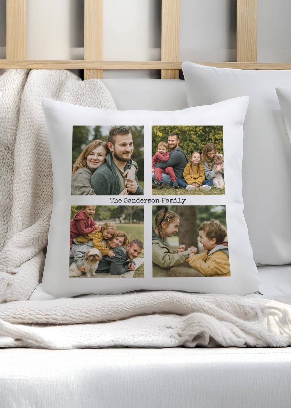 Personalised Memento Company Mutli Photo Upload Cushion & Insert White - One Size Image 1