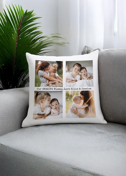 Personalised Memento Company Mutli Photo Upload Cushion & Insert White - One Size Image 4
