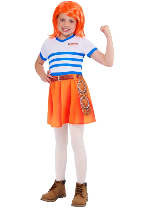 One Piece Nami Striped Costume (5-13 Years) - 9-10 Yrs Image 1