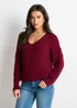 Gini London Burgundy Chunky Knit Oversized Jumper - L/XL Image 3