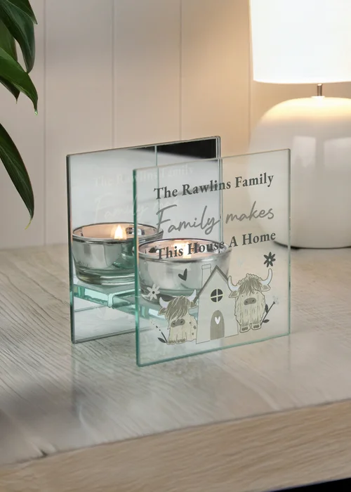 Personalised Memento Company Highland Cow Mirrored Tealight Holder Clear - One Size Image 2
