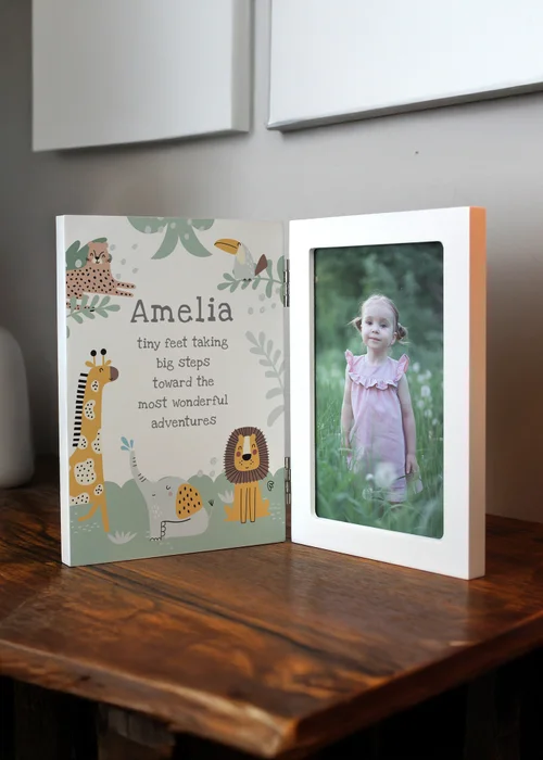 Personalised Memento Company Animals Wooden Hinged 6x4 Photo Frame Multi - One Size Image 3