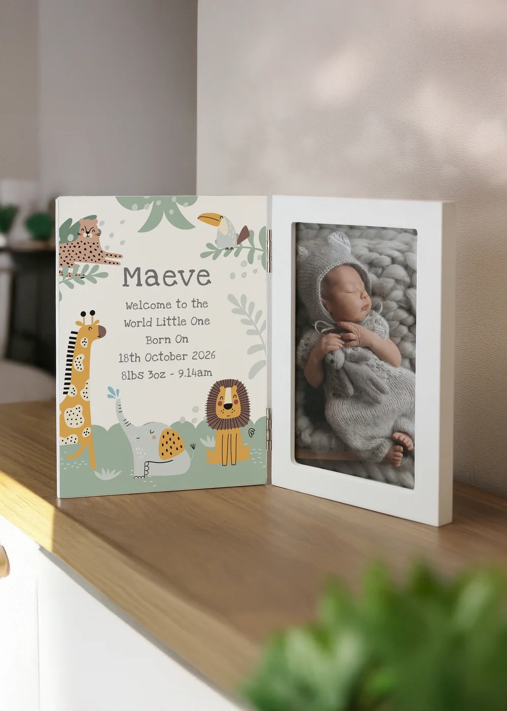 Personalised Memento Company Animals Wooden Hinged 6x4 Photo Frame Multi - One Size Image 1