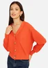Yumi Orange Relaxed Fit Cardigan With Stitch Detail - S Image 3