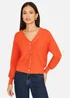 Yumi Orange Relaxed Fit Cardigan With Stitch Detail - S Image 1