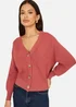 Yumi Rose Pink Relaxed Fit Cardigan With Stitch Detail - L Image 3
