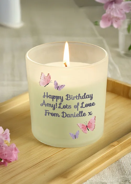 Personalised Memento Company Butterfly Frosted Candle Multi - One Size Image 2