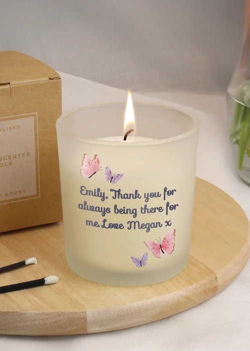 Personalised Memento Company Butterfly Frosted Candle Multi - One Size Image 3