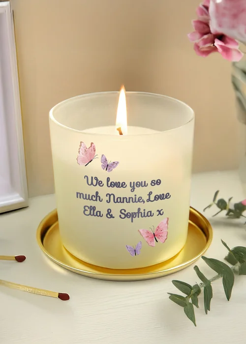 Personalised Memento Company Butterfly Frosted Candle Multi - One Size Image 1