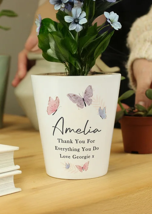 Personalised Memento Company Butterfly Plant Pot Multi - One Size Image 2