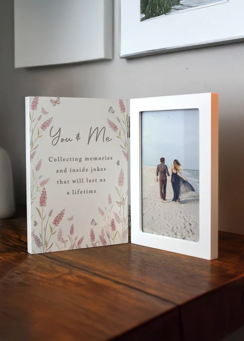 Personalised Memento Company Floral Wooden Hinged 6x4 Photo Frame Cream - One Size Image 3