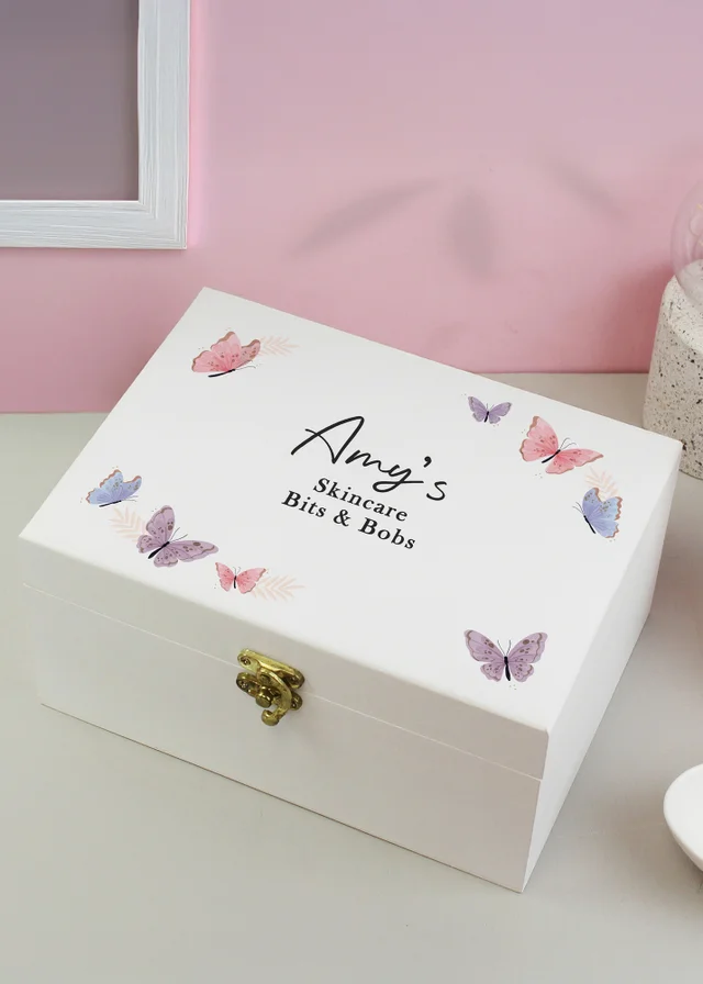 Personalised Memento Company Butterfly Wooden Keepsake Box Multi