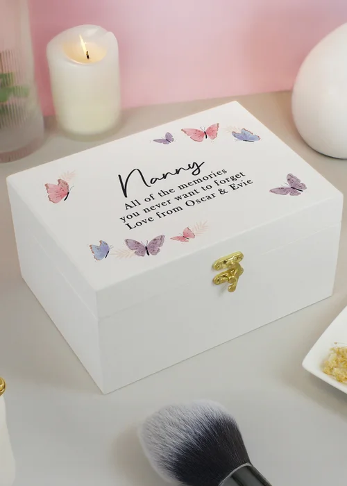 Personalised Memento Company Butterfly Wooden Keepsake Box Multi - One Size Image 4