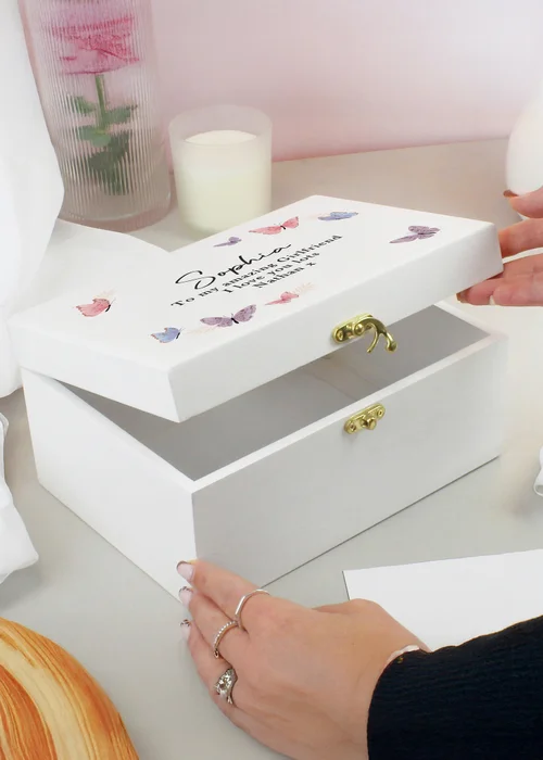 Personalised Memento Company Butterfly Wooden Keepsake Box Multi - One Size Image 3
