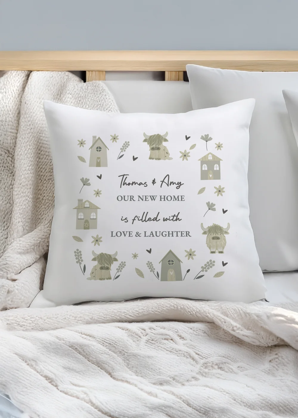 Personalised Memento Company Highland Cow Cushion Multi - One Size Image 3