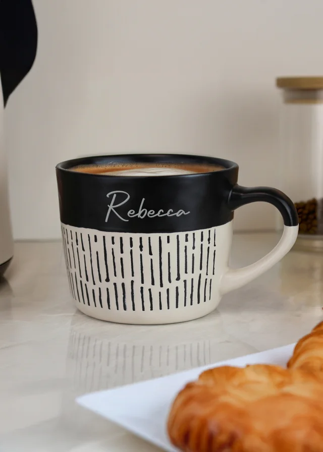 Personalised Memento Company Black Dipped Dash Ceramic Mug