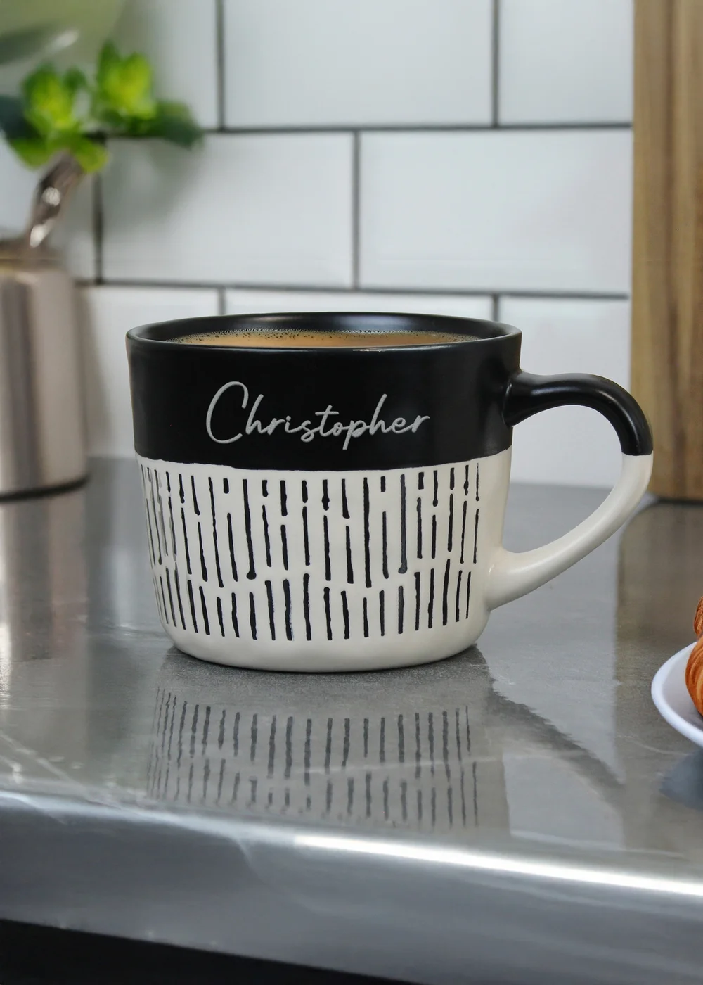 Personalised Memento Company Black Dipped Dash Ceramic Mug - One Size Image 2