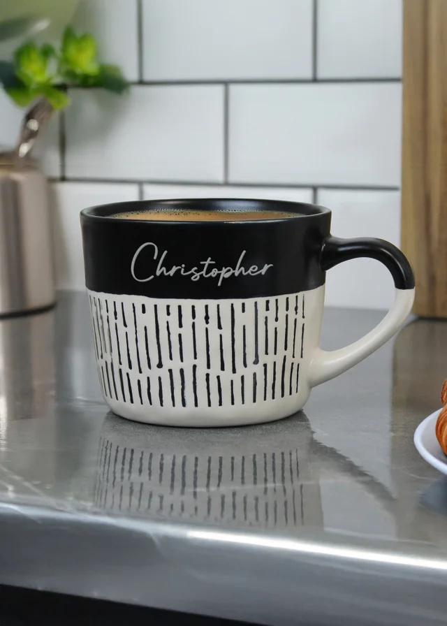 Personalised Memento Company Black Dipped Dash Ceramic Mug