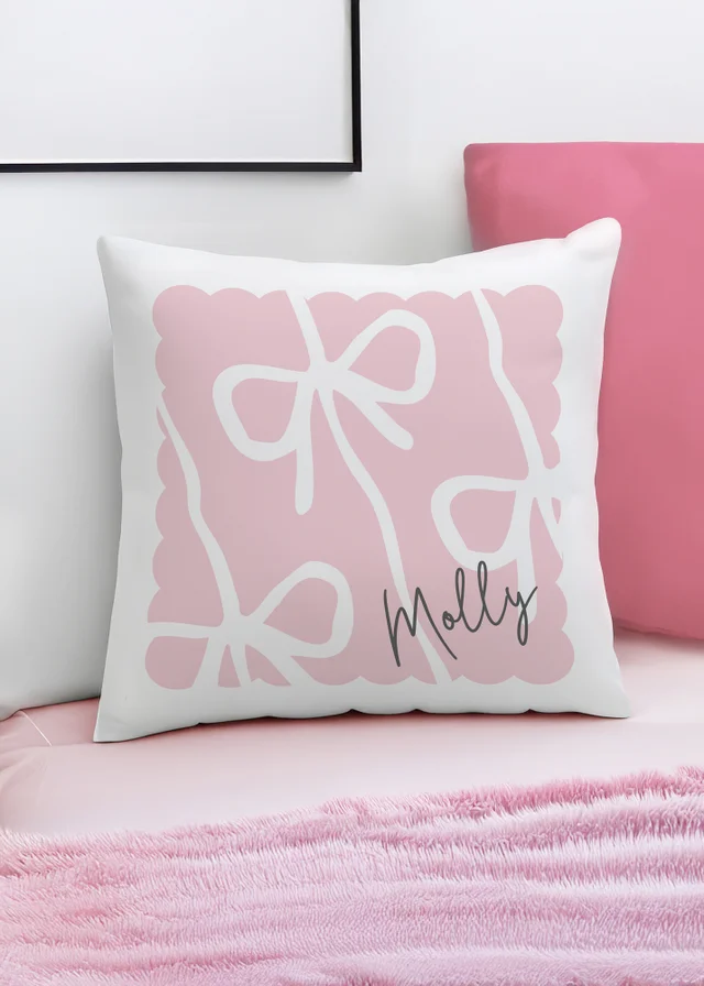 Personalised Memento Company Pink Bow Cushion