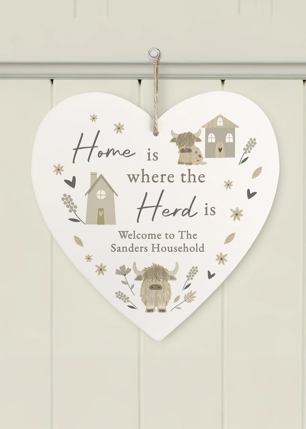 Personalised Memento Company Highland Cow Heart Ornament White - One Size Image 2