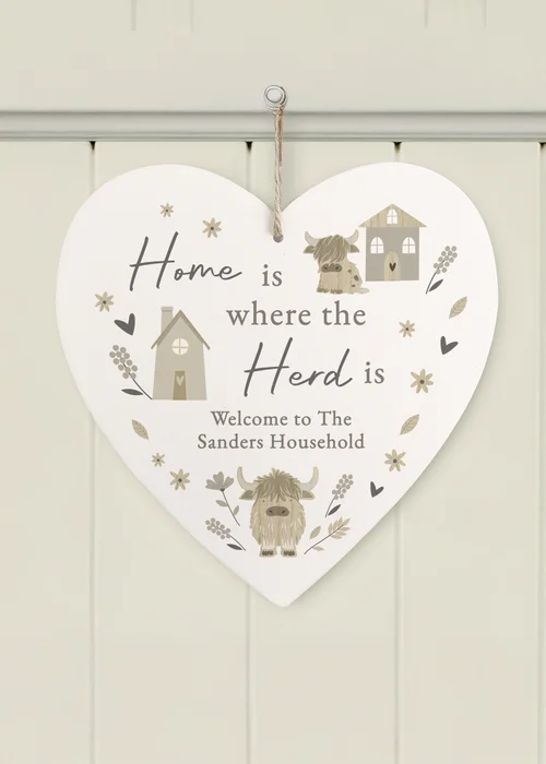 Personalised Memento Company Highland Cow Heart Ornament White - One Size Image 2