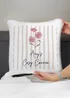 Personalised Memento Company Floral Stripe Cushion - One Size Image 2