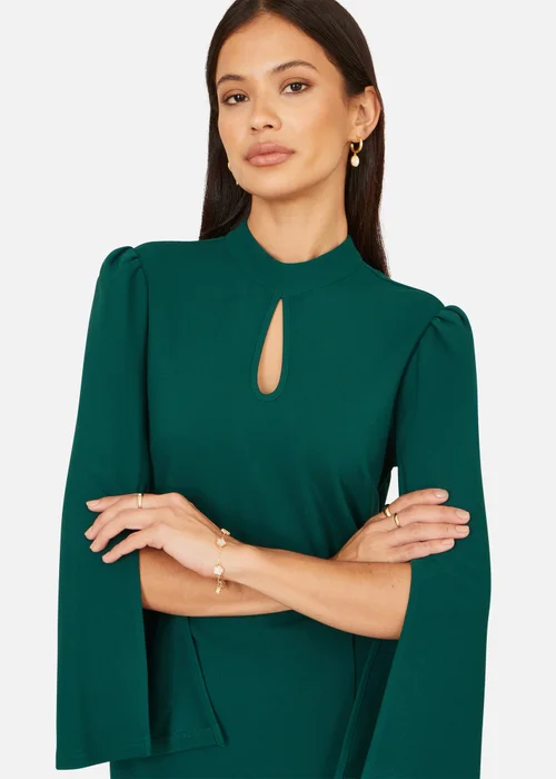 Yumi Green Fitted Midi Dress With Flute Sleeves - 16 Image 3