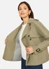 Yumi Green Cropped Trench Jacket With Pockets & Check Lining - 14 Image 4