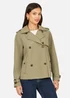 Yumi Green Cropped Trench Jacket With Pockets & Check Lining - 14 Image 1