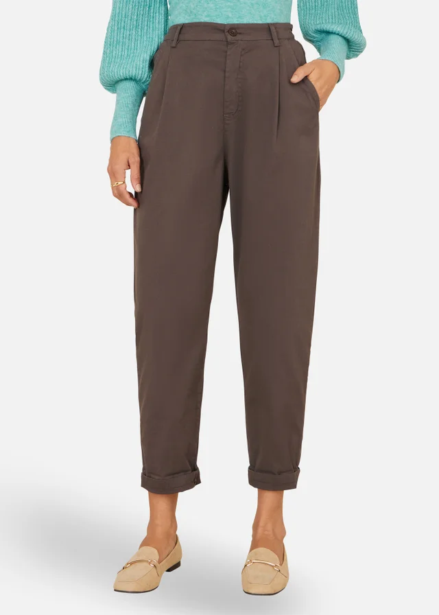 Yumi Brown Cotton Canvas Chino Trousers