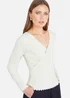 Yumi Ivory Ribbed Collar Button Up Cardigan - M Image 3