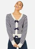 Yumi Navy Stripe Cardigan With Bow Detail - S Image 3