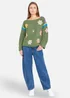 Yumi Green Crochet Flower Jumper - M Image 2