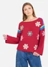 Yumi Red Crochet Flower Jumper - L Image 1