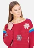Yumi Red Crochet Flower Jumper - L Image 3