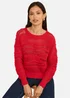 Yumi Red Wave Pointelle Knitted Jumper - L Image 1